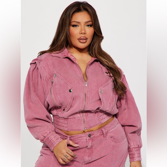 Pink Denim Jean Moto Jacket - Picture 2 of 6